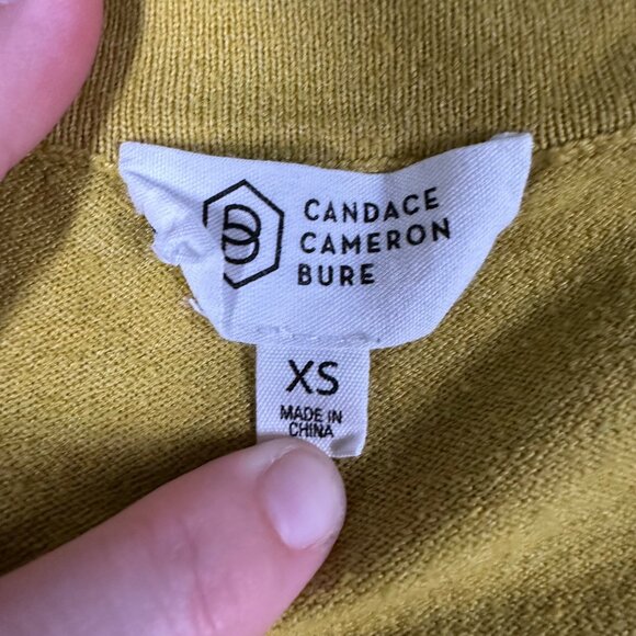 Candace Cameron Bure XS Green Button-Up Cardigan Ruffled Cuffs Lightweight - Picture 3 of 7